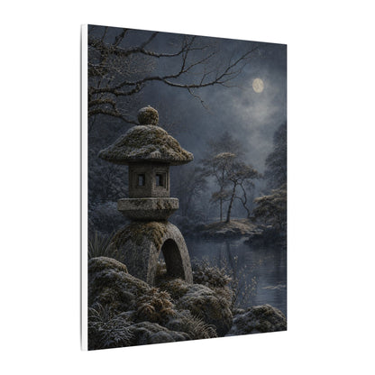 Stone Lantern Canvas Art | Winter Japandi Japanese Pattern Art