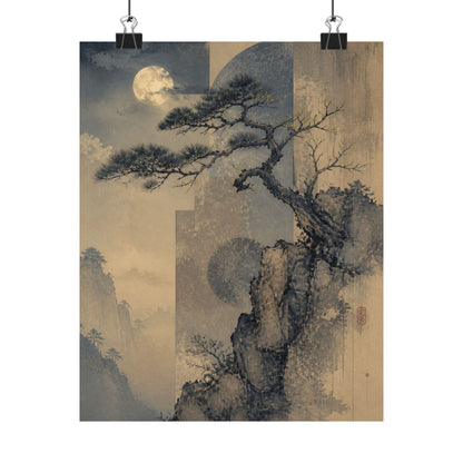 Ma Pine Tree Wall Art Print - Japandi Japanese Pattern