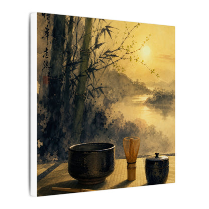 Tea Ceremony Sumi E Canvas Art | Contemplative Zen Art