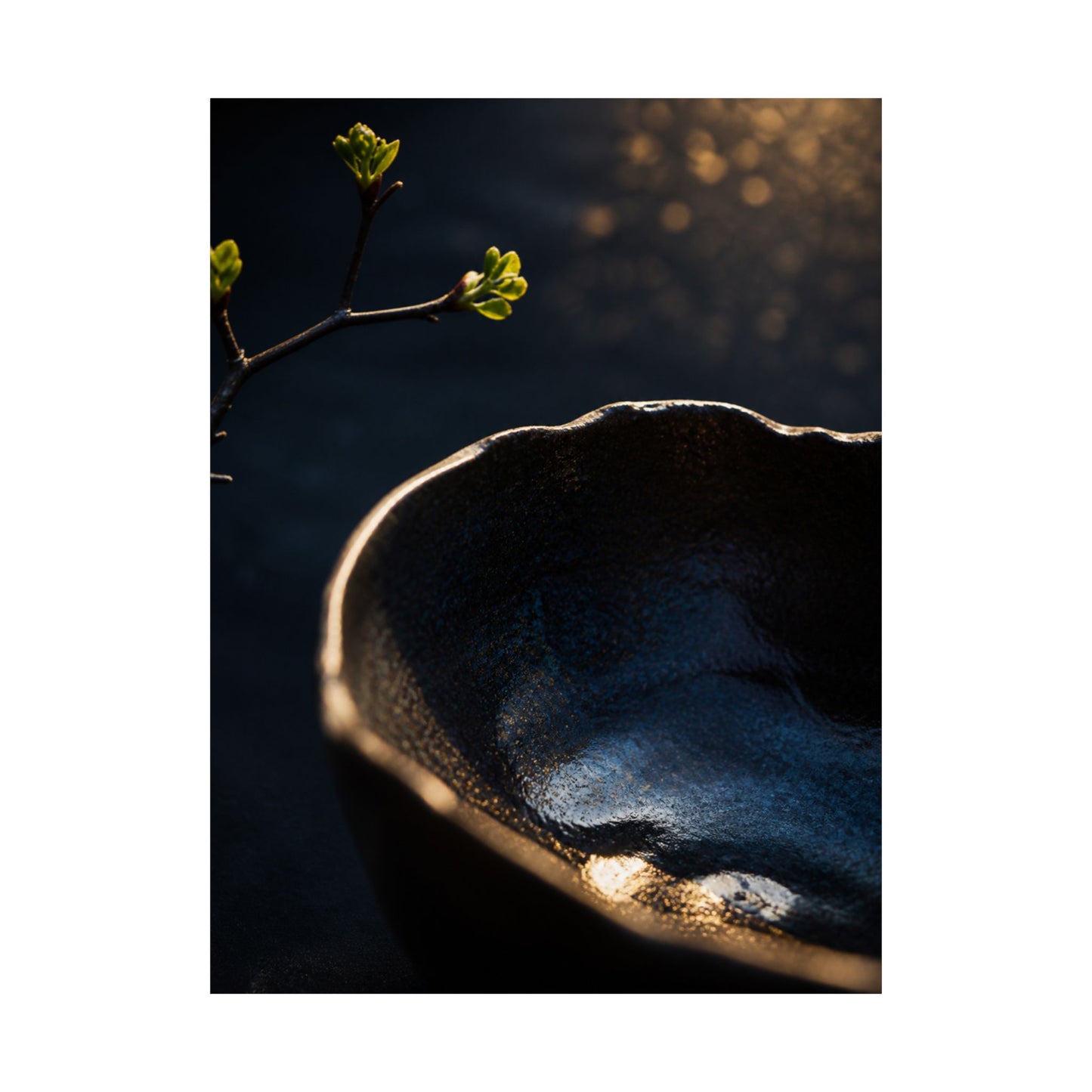 Ma Ceramic Bowl Wall Art Print - Dark Japandi Shadow Zen