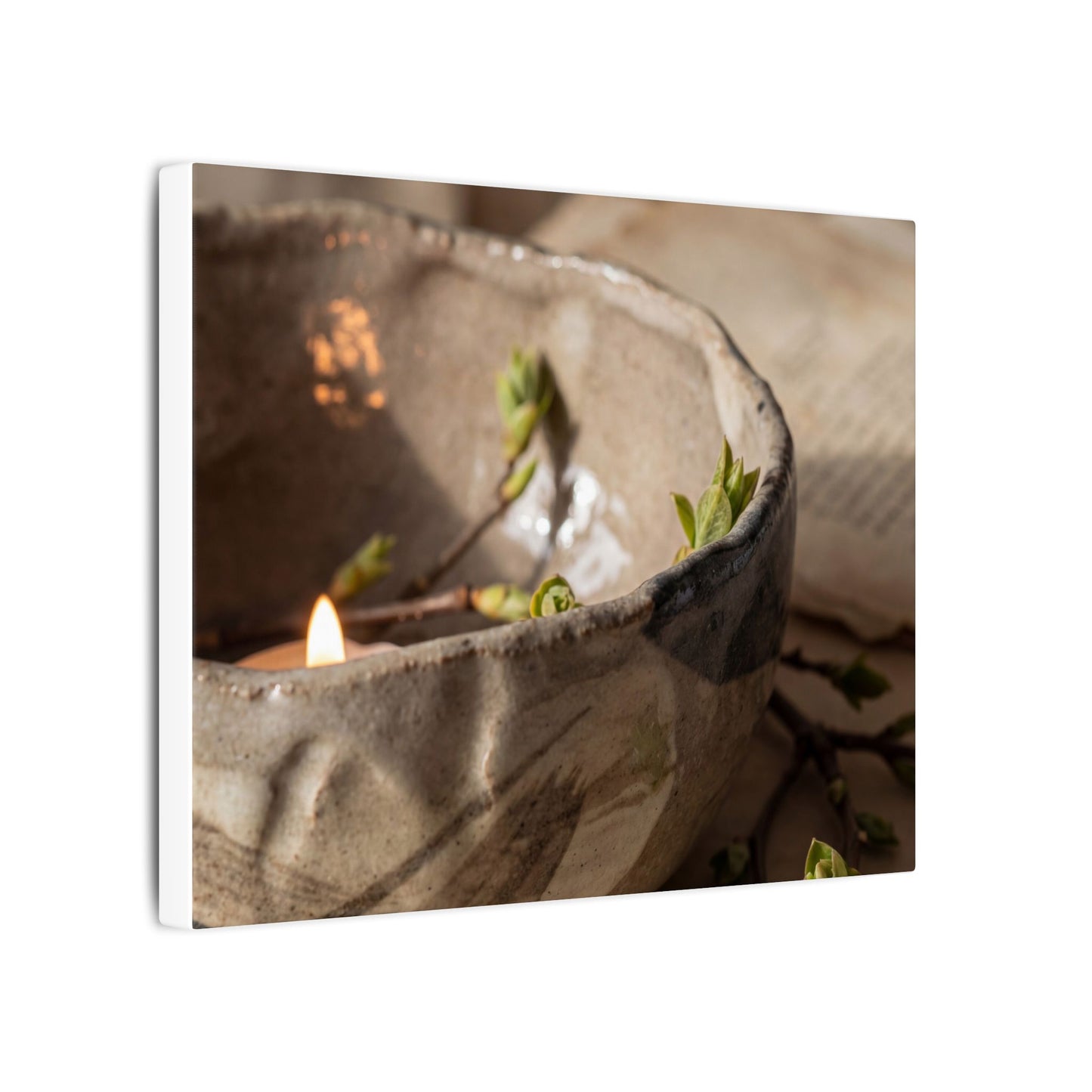 Candlelight Ceramic Bowl Canvas Art - Japandi Ma