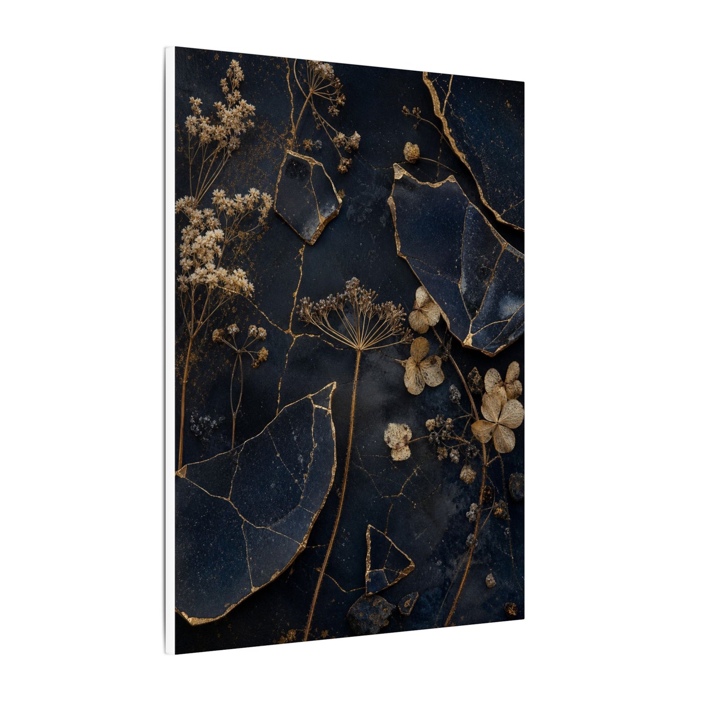 Philosophical Dried Flowers Canvas Art - Broken Beauty Kintsugi