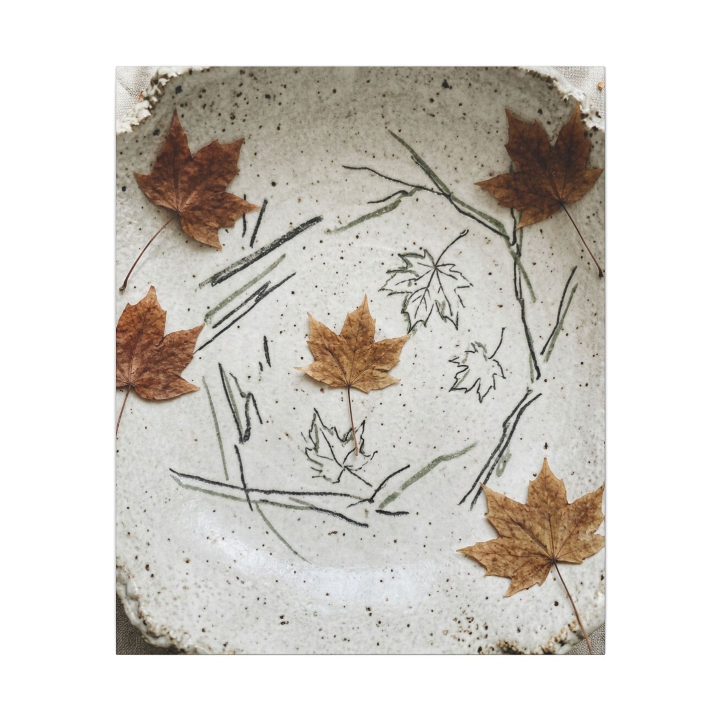 Ceramic Bowl Autumn Canvas Art | Japandi Elegant Design