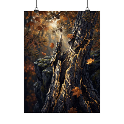 Pine Tree Autumn Wall Art Print | Kintsugi Beautiful Design