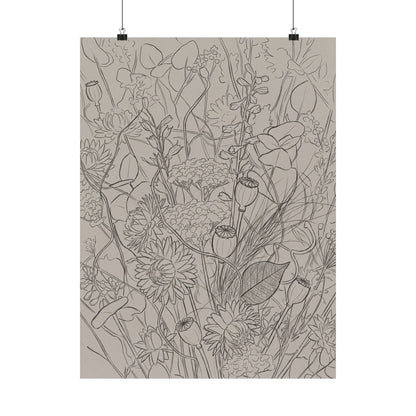 Summer Dried Flowers Minimal Line Wall Art Print | Cozy Decor