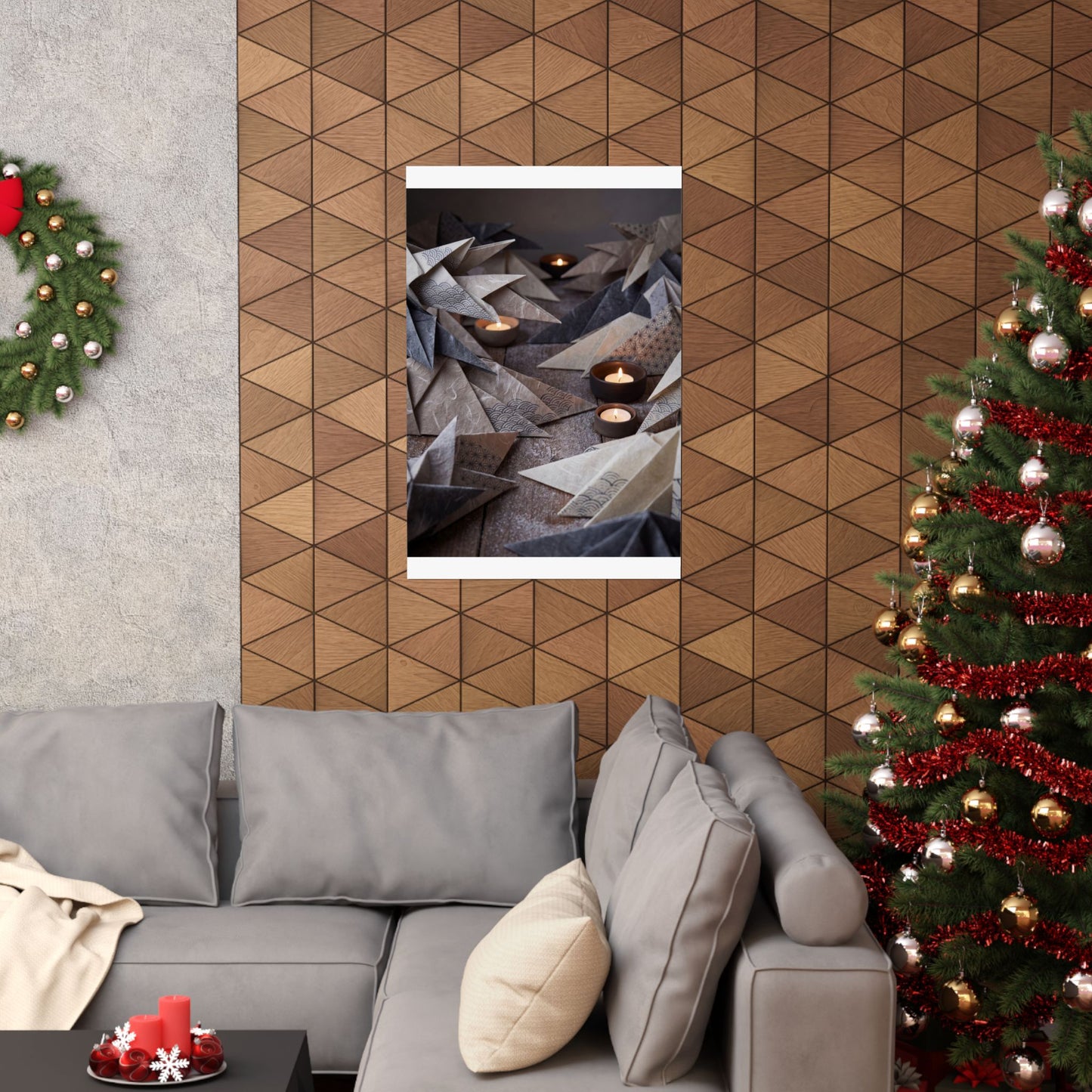 Elegant Paper Fold Wall Art Print - Japanese Pattern Japandi