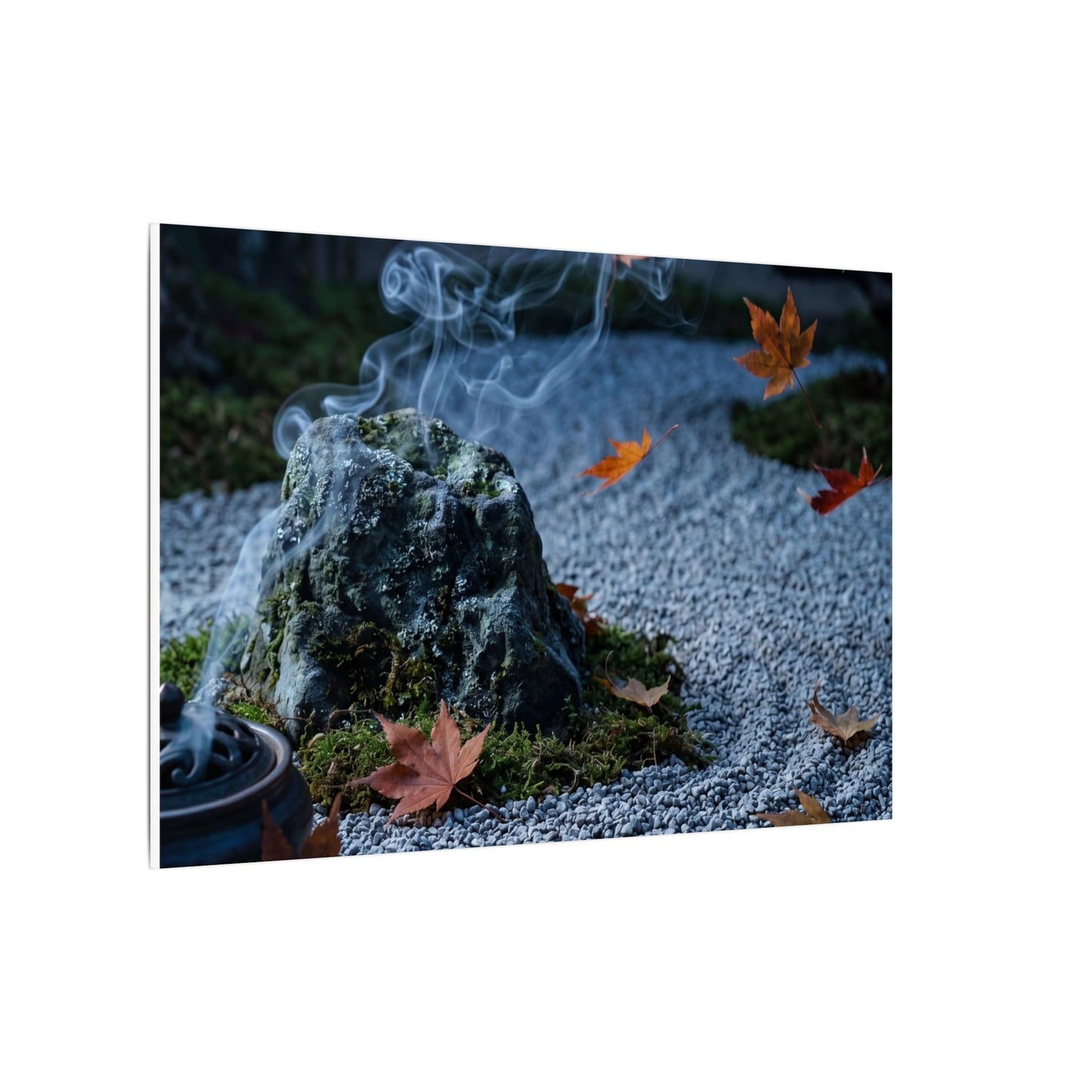 Autumn Incense Smoke Karesansui Canvas Art | Calm Decor