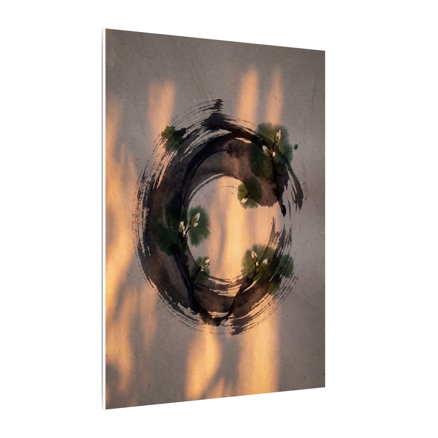 Ink Brushstroke Spring Canvas Art | Dark Japandi Bold Design