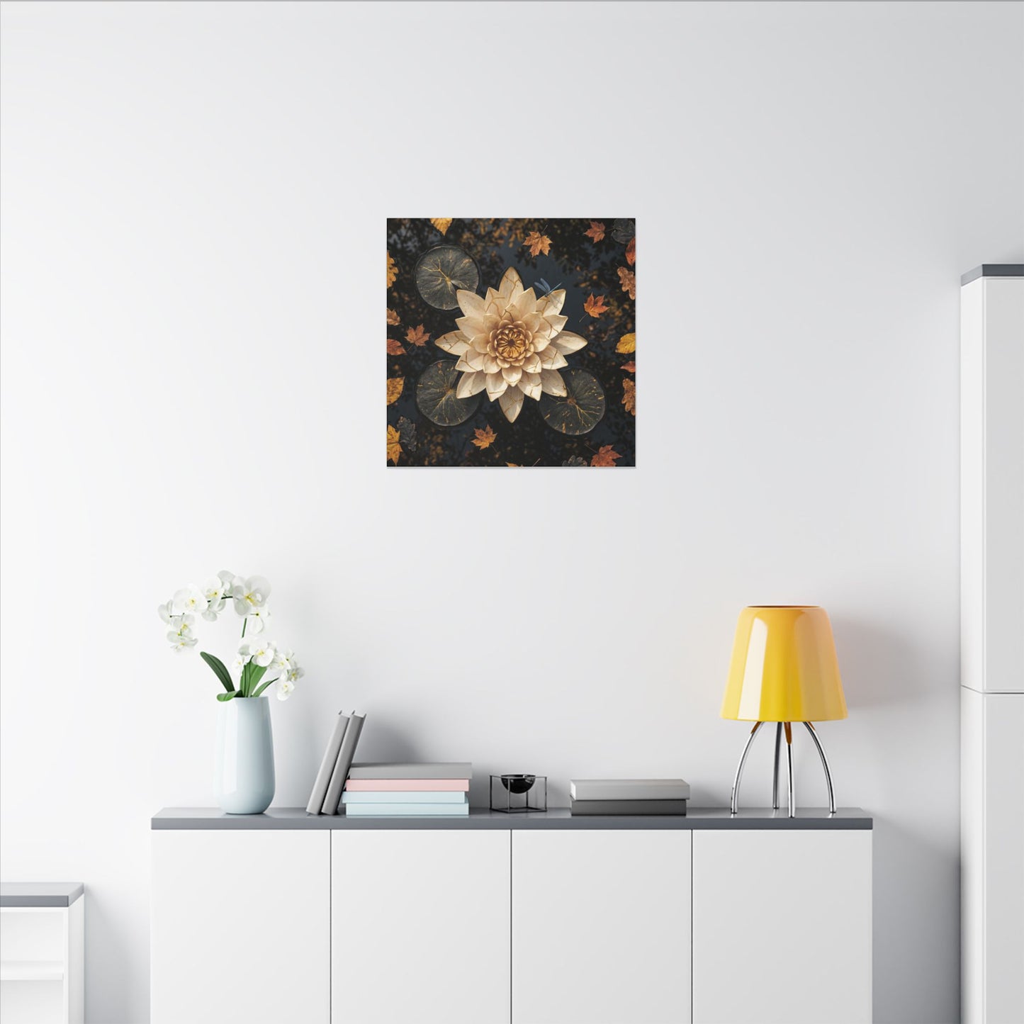 Kintsugi Lotus Flower in Dappled | Gold Repair Canvas Art