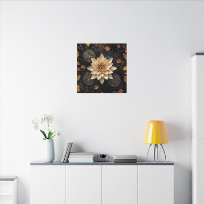 Kintsugi Lotus Flower in Dappled | Gold Repair Canvas Art