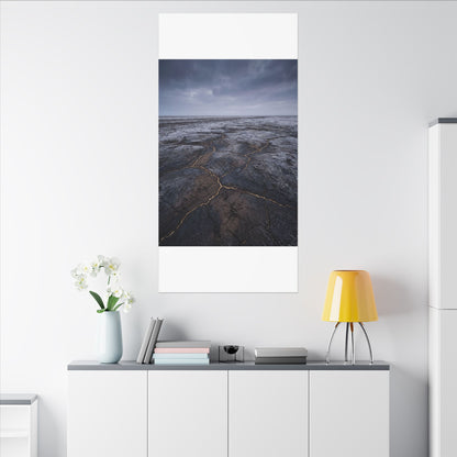 Dark Japandi Cracked Earth in Overcast | Dark Texture Canvas Art