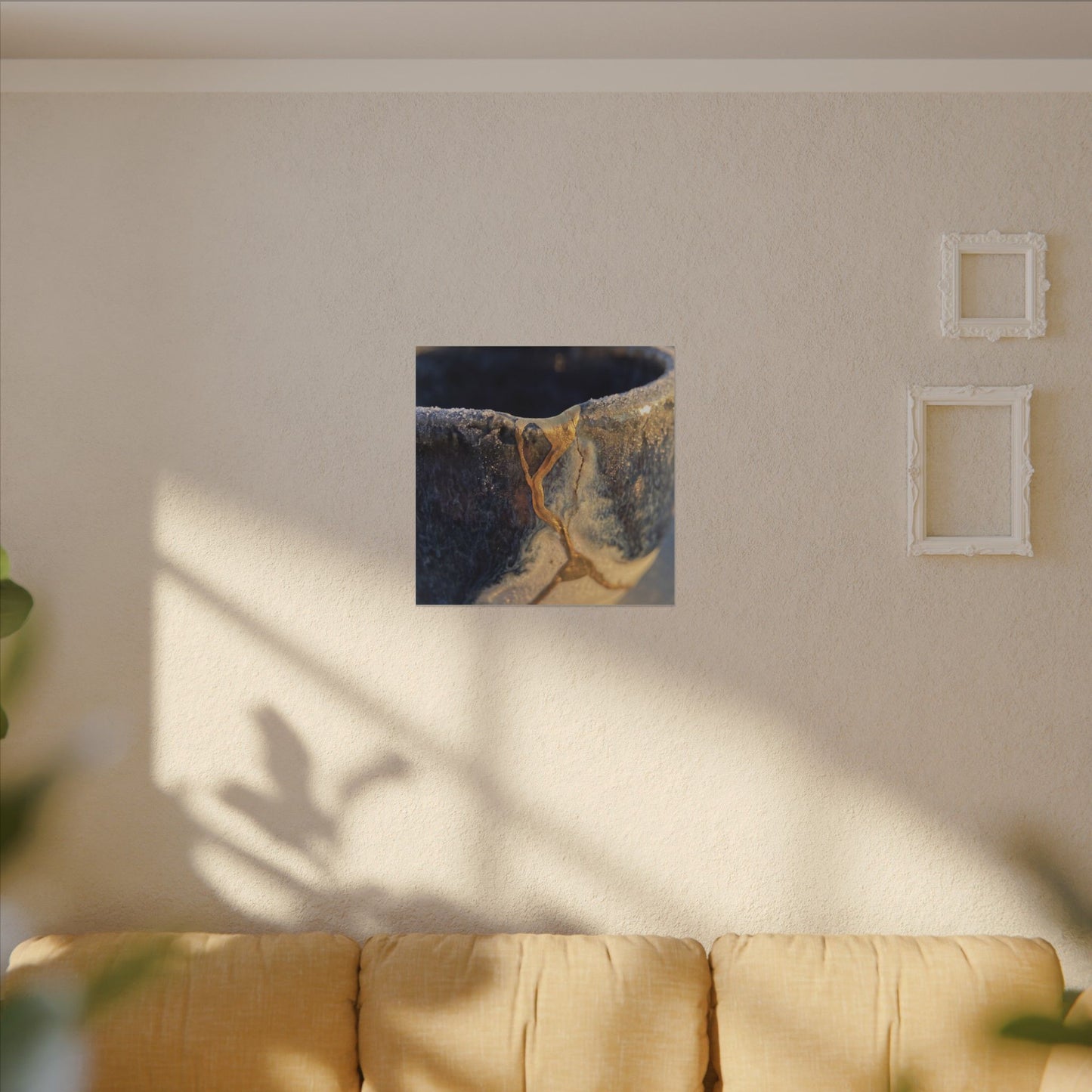 Winter Ceramic Bowl Gold Vein Canvas Art | Healing Decor