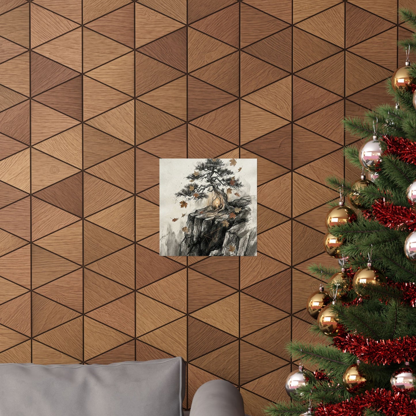 Pine Tree Autumn Wall Art Print | Japandi Elegant Design