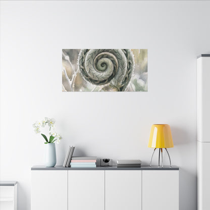 Winter Fern Unfurling Watercolor Canvas Art | Cozy Decor