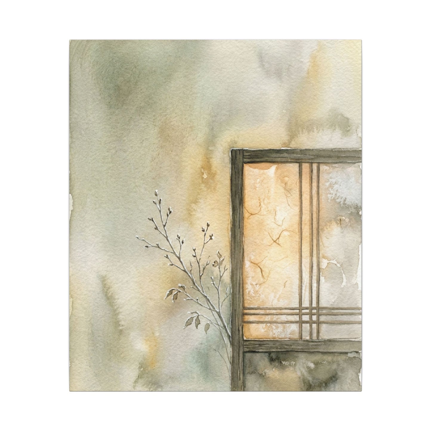 Ma Shoji Screen Canvas Art - Japandi Watercolor