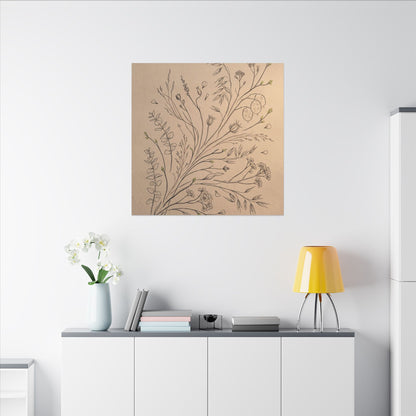 Dried Flowers Canvas Art | Spring Japandi Minimal Line Art