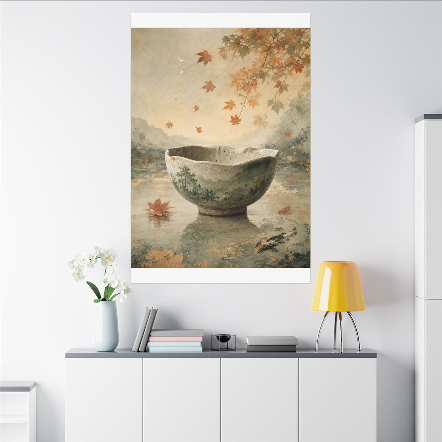 Autumn Ceramic Bowl Watercolor Canvas Art | Cozy Decor