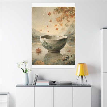 Autumn Ceramic Bowl Watercolor Canvas Art | Cozy Decor