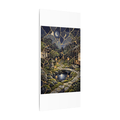 Kintsugi Moonlit Garden in Candlelight | Gold Vein Canvas Art