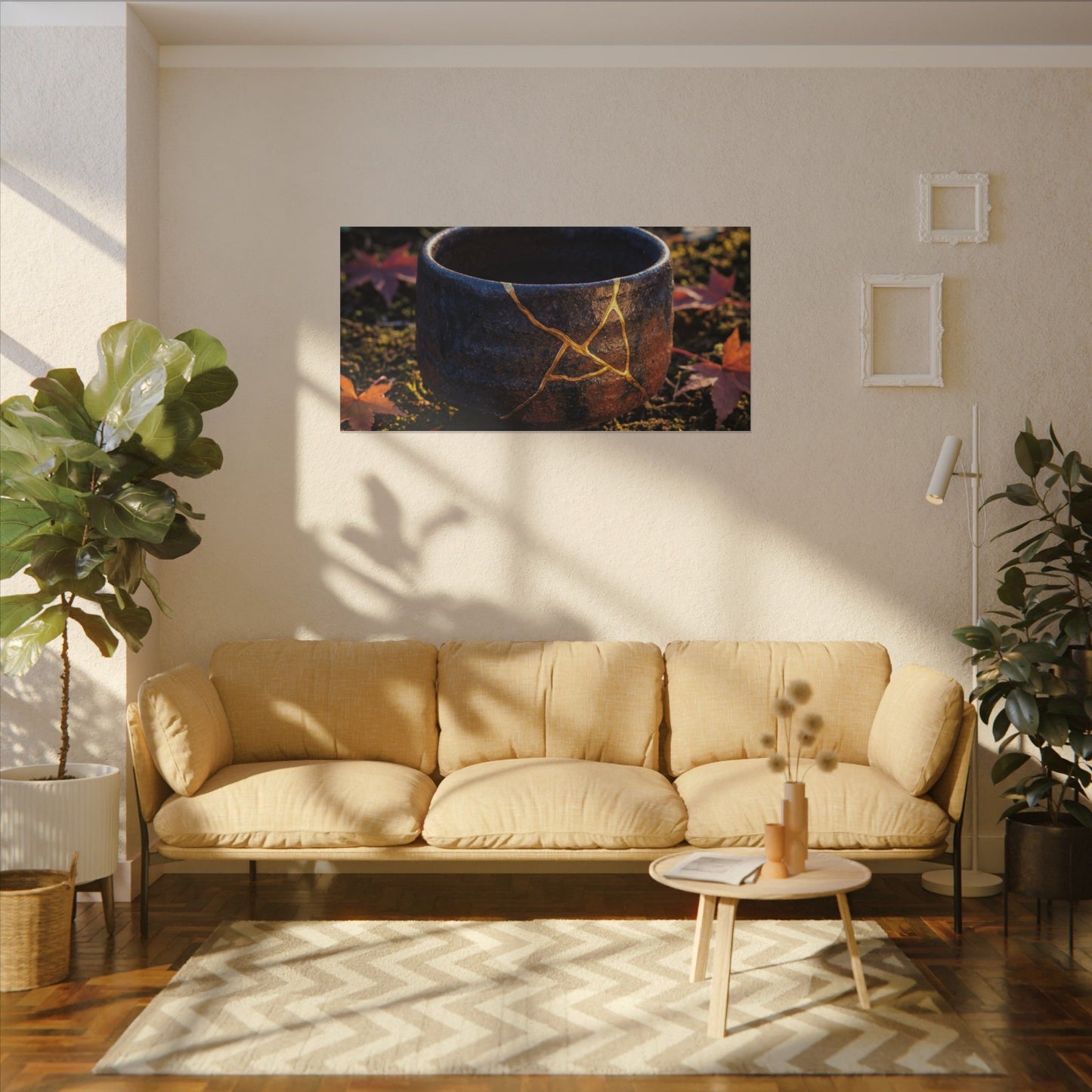 Kanso Moonlit Garden Canvas Art - Kintsugi Gold Repair