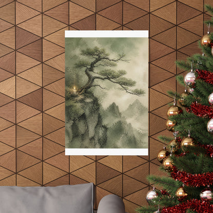 Spring Pine Tree Watercolor Wall Art Print | Cozy Decor