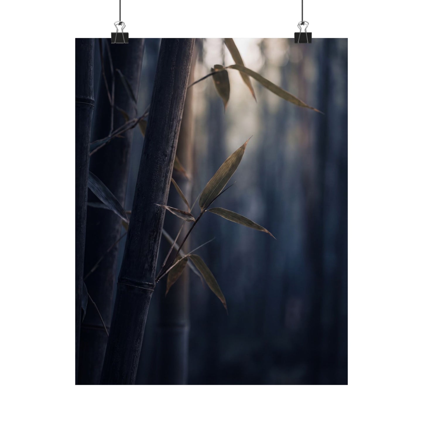 Dark Japandi Bamboo Grove in Dawn | Moody Minimal Wall Art Print Art Print