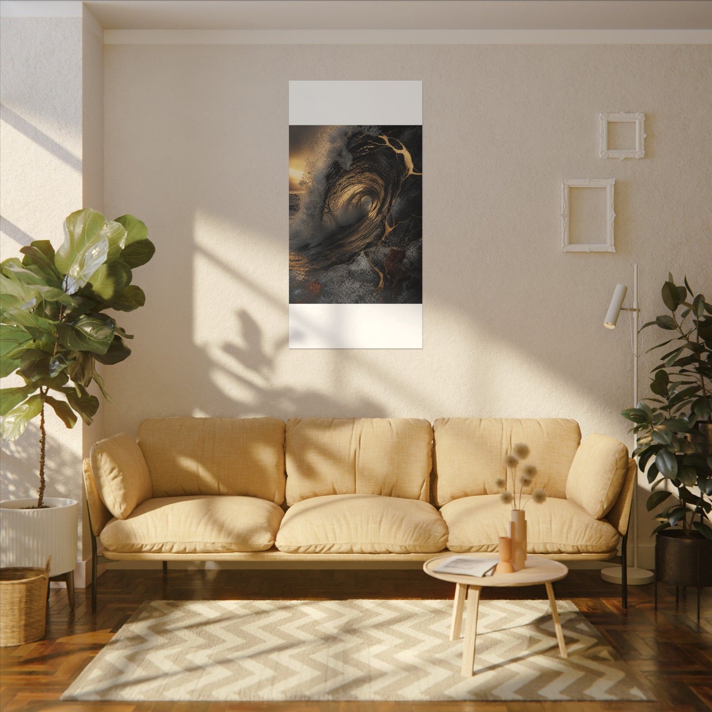 Kanso Ocean Wave Canvas Art - Kintsugi Gold Vein