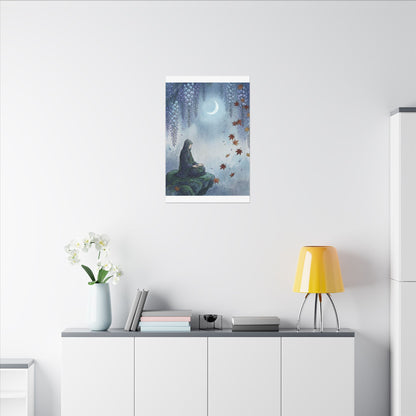 Zen Wisteria in Moonlight | Ukiyo E Inspired Canvas Art