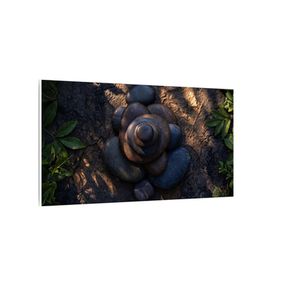 Ma River Stones Canvas Art - Dark Japandi Dark Texture