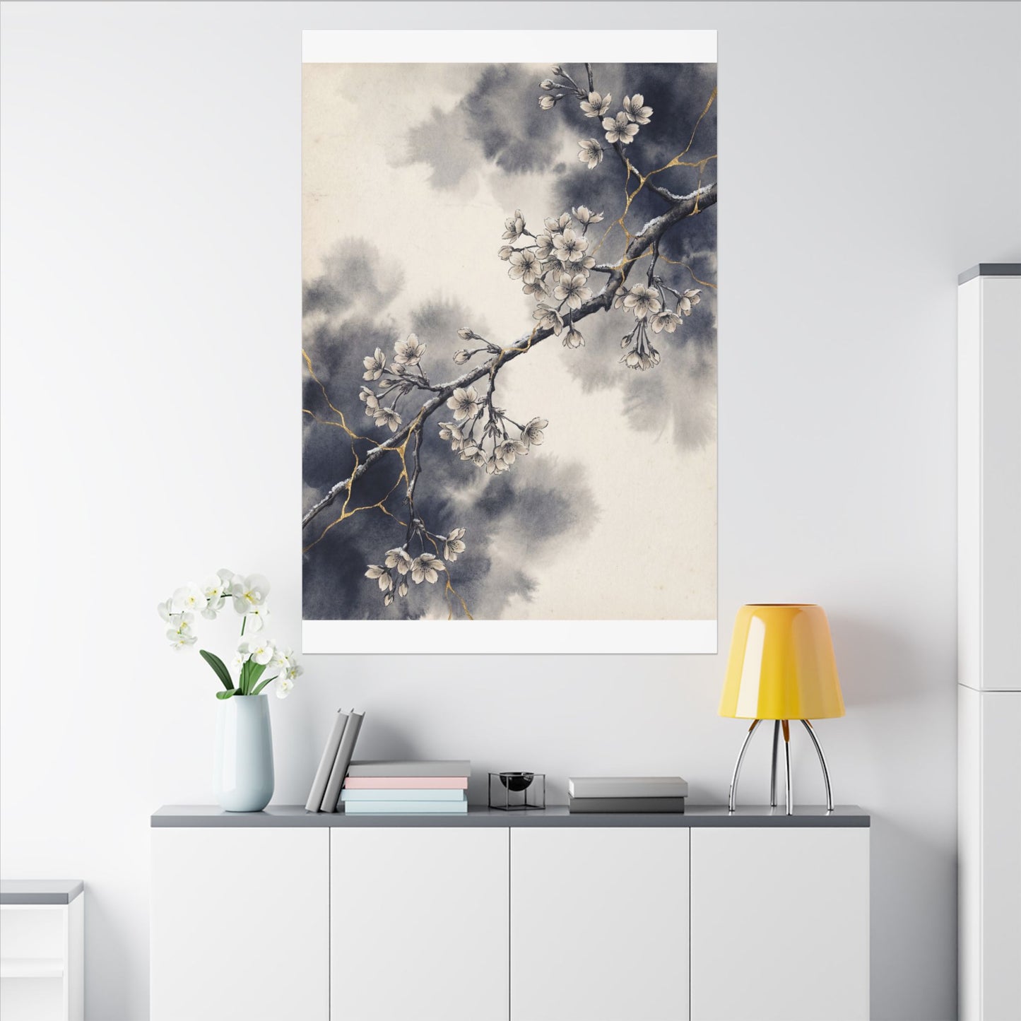 Ma Cherry Blossom Canvas Art - Kintsugi Gold Vein