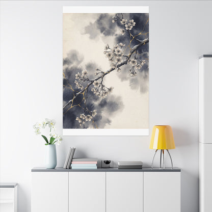 Ma Cherry Blossom Canvas Art - Kintsugi Gold Vein