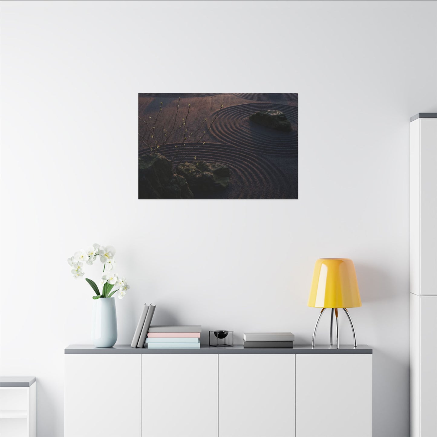 Spring Rock Garden Shadow Zen Canvas Art | Luxurious Decor