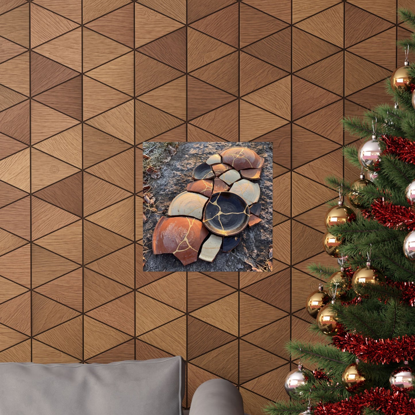 Winter Broken Pottery Gold Vein Wall Art Print | Philosophical Decor