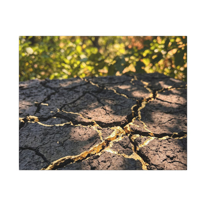 Shibui Cracked Earth Canvas Art - Kintsugi Gold Repair Art Print