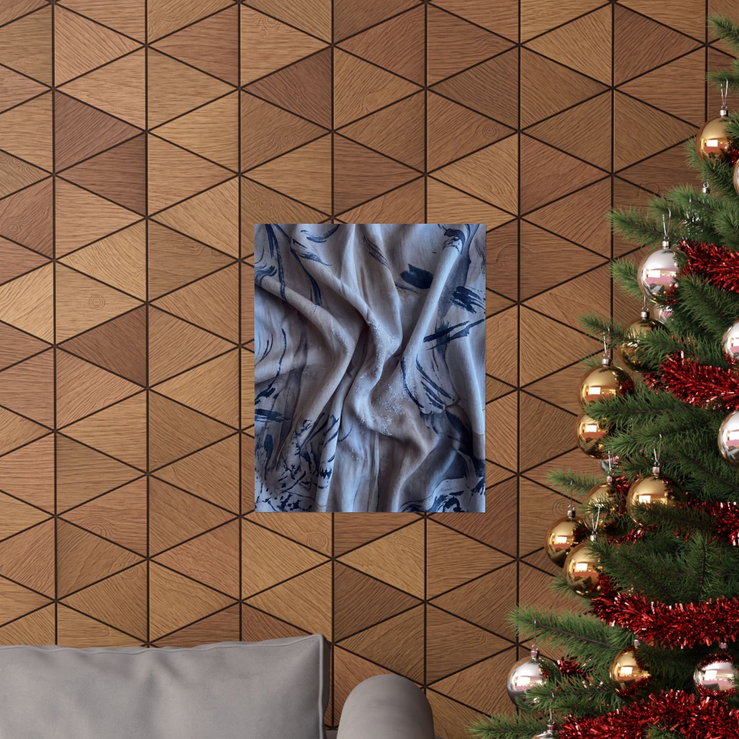 Silk Drape Wall Art Print | Winter Japandi Japanese Pattern Art