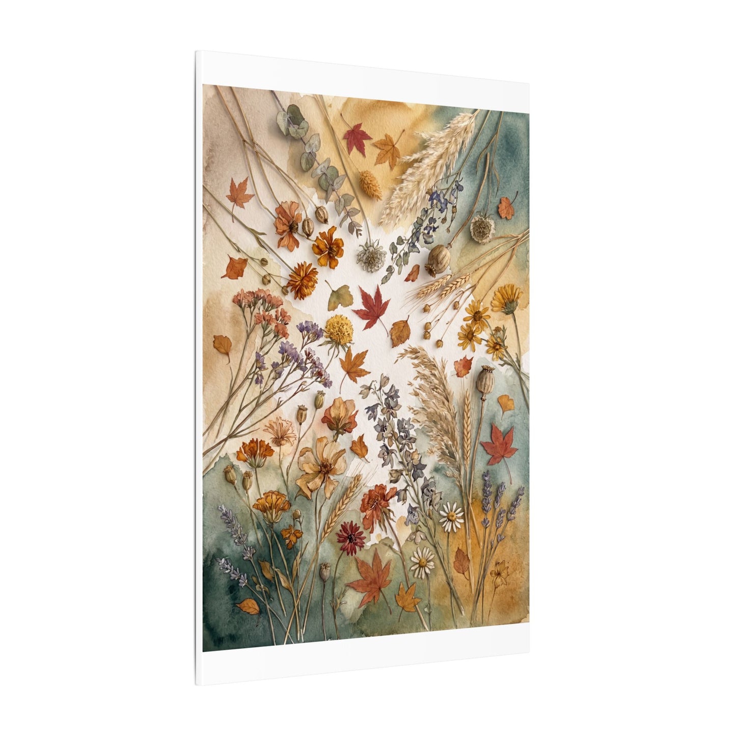 Dried Flowers Canvas Art | Autumn Japandi Watercolor Art