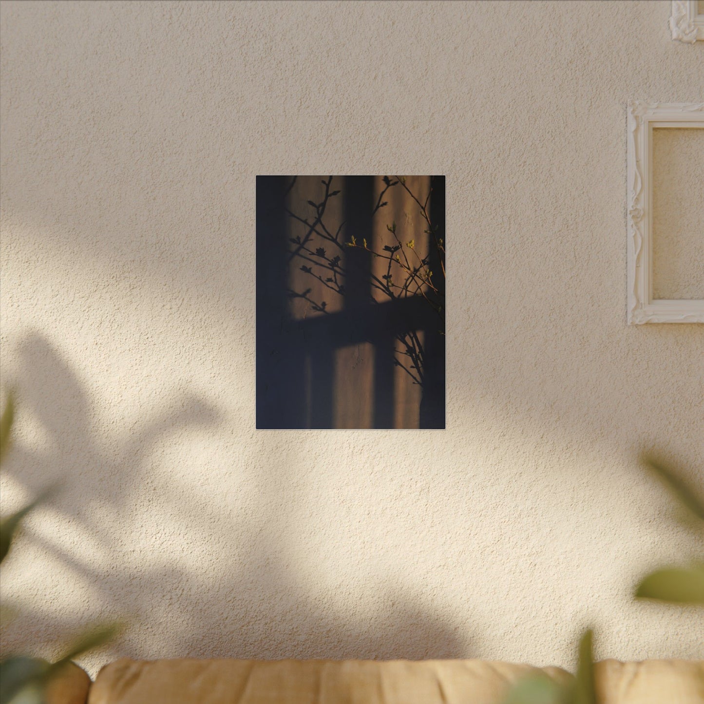Shadow Play Canvas Art | Spring Dark Japandi Shadow Zen Art