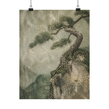 Japandi Pine Tree in Overcast | Texture Wall Art Print