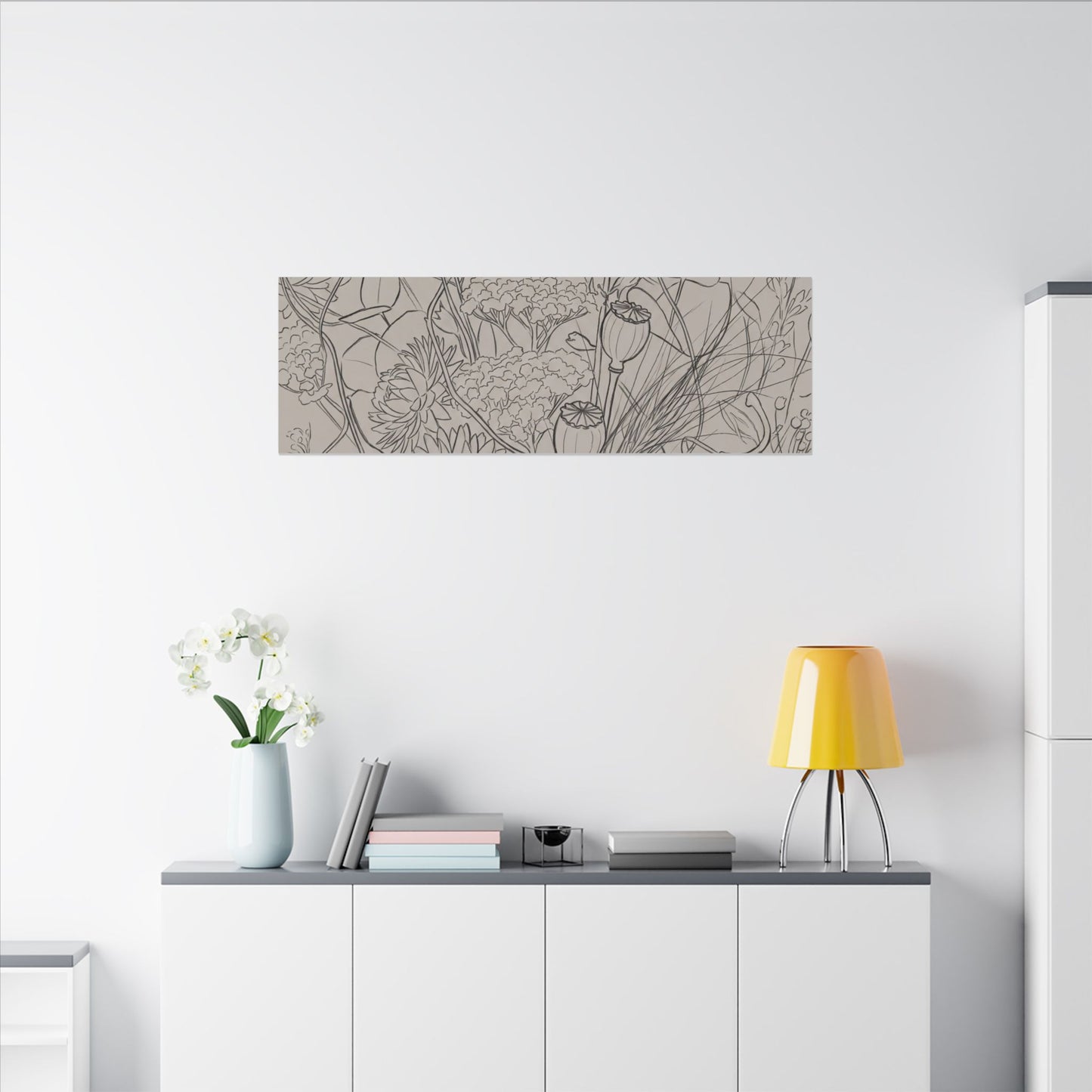 Summer Dried Flowers Minimal Line Canvas Art | Elegant Decor