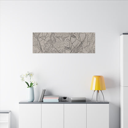 Summer Dried Flowers Minimal Line Canvas Art | Elegant Decor