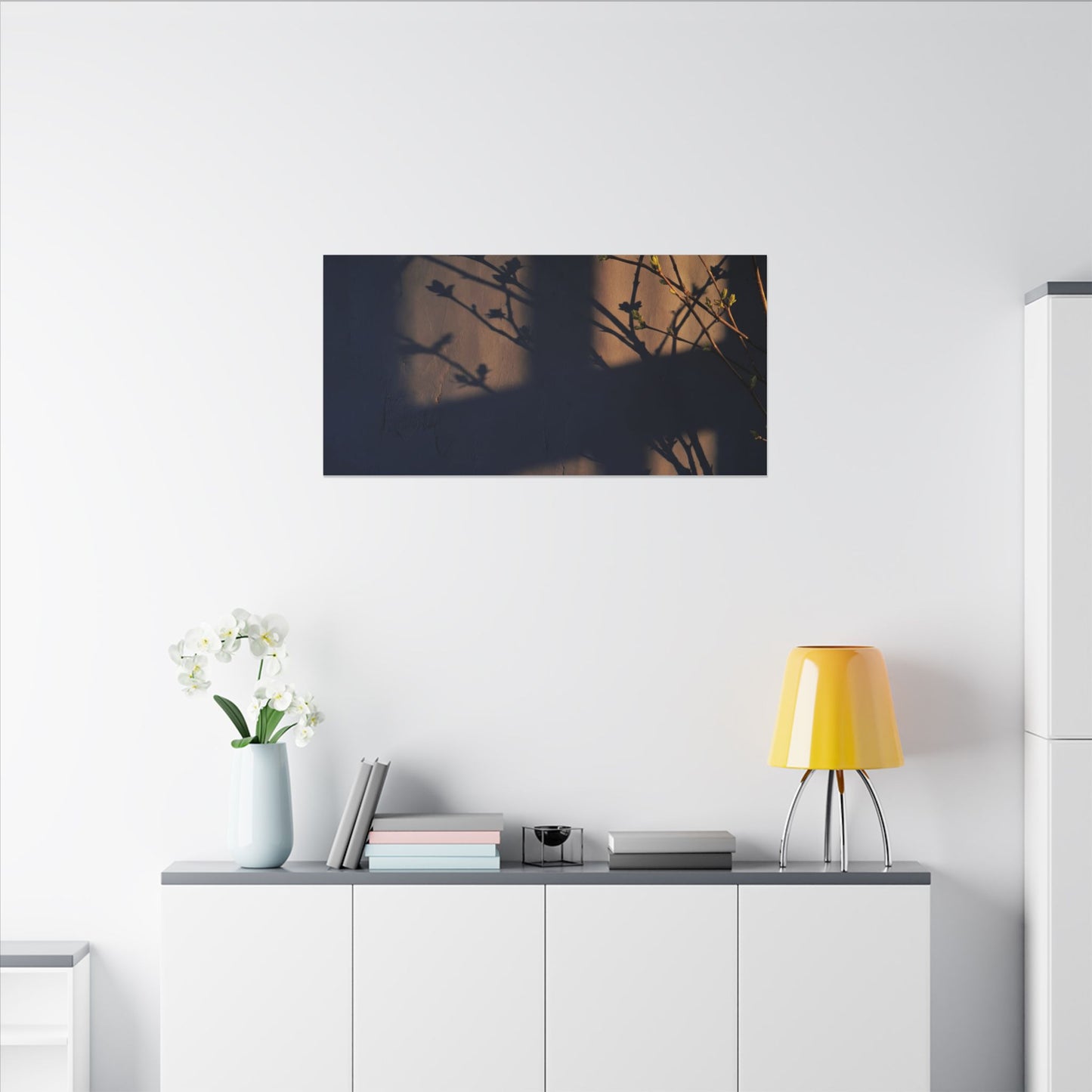 Shadow Play Canvas Art | Spring Dark Japandi Shadow Zen Art