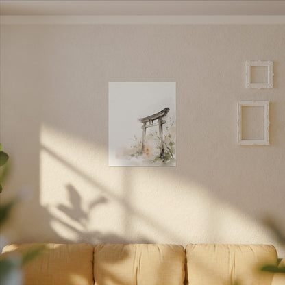 Fukinsei Torii Gate Canvas Art - Japandi Watercolor