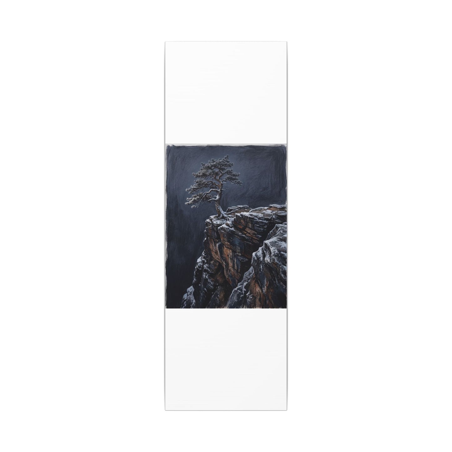 Dark Japandi Pine Tree in Dawn | Dark Texture Canvas Art