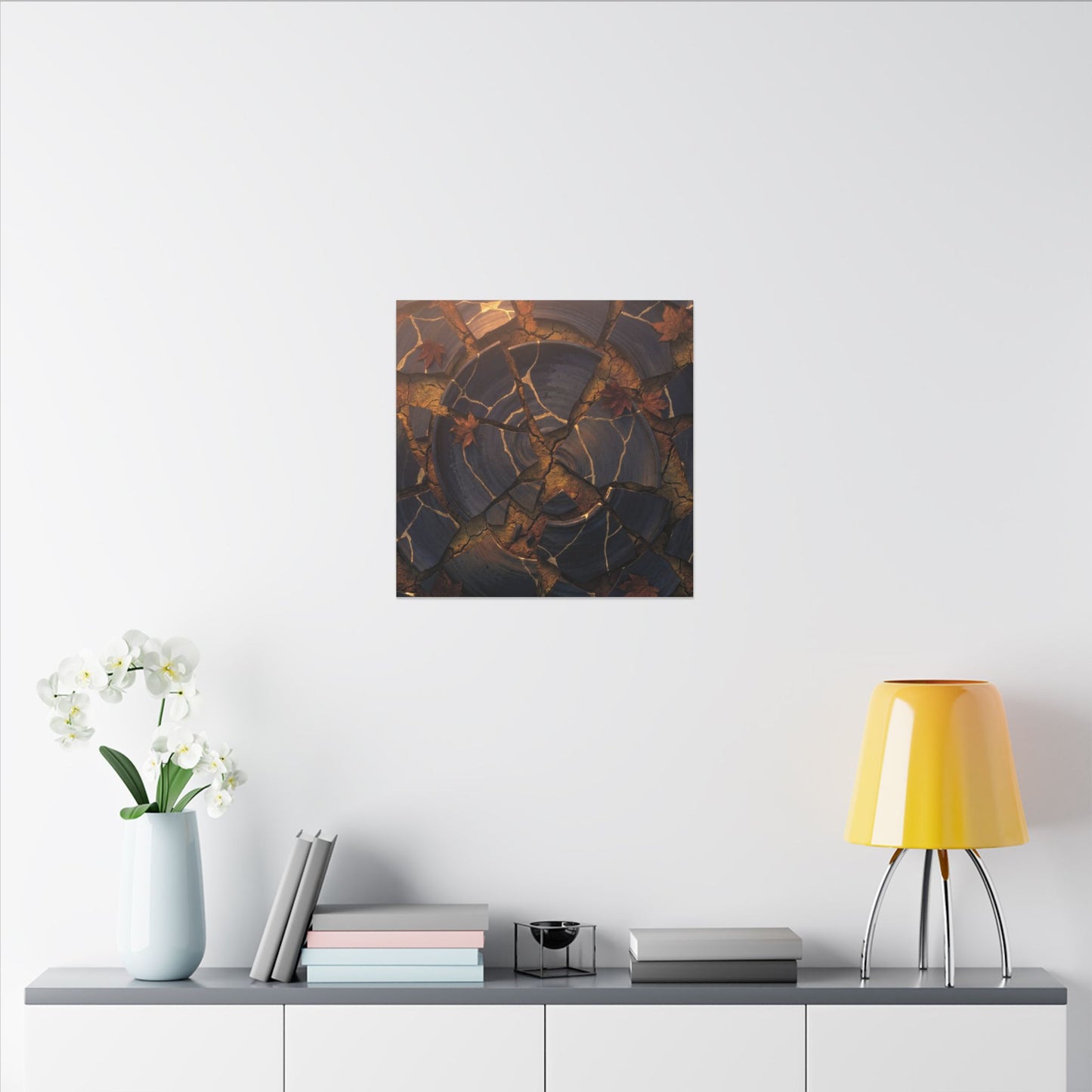 Autumn Cracked Earth Gold Repair Canvas Art | Philosophical Decor
