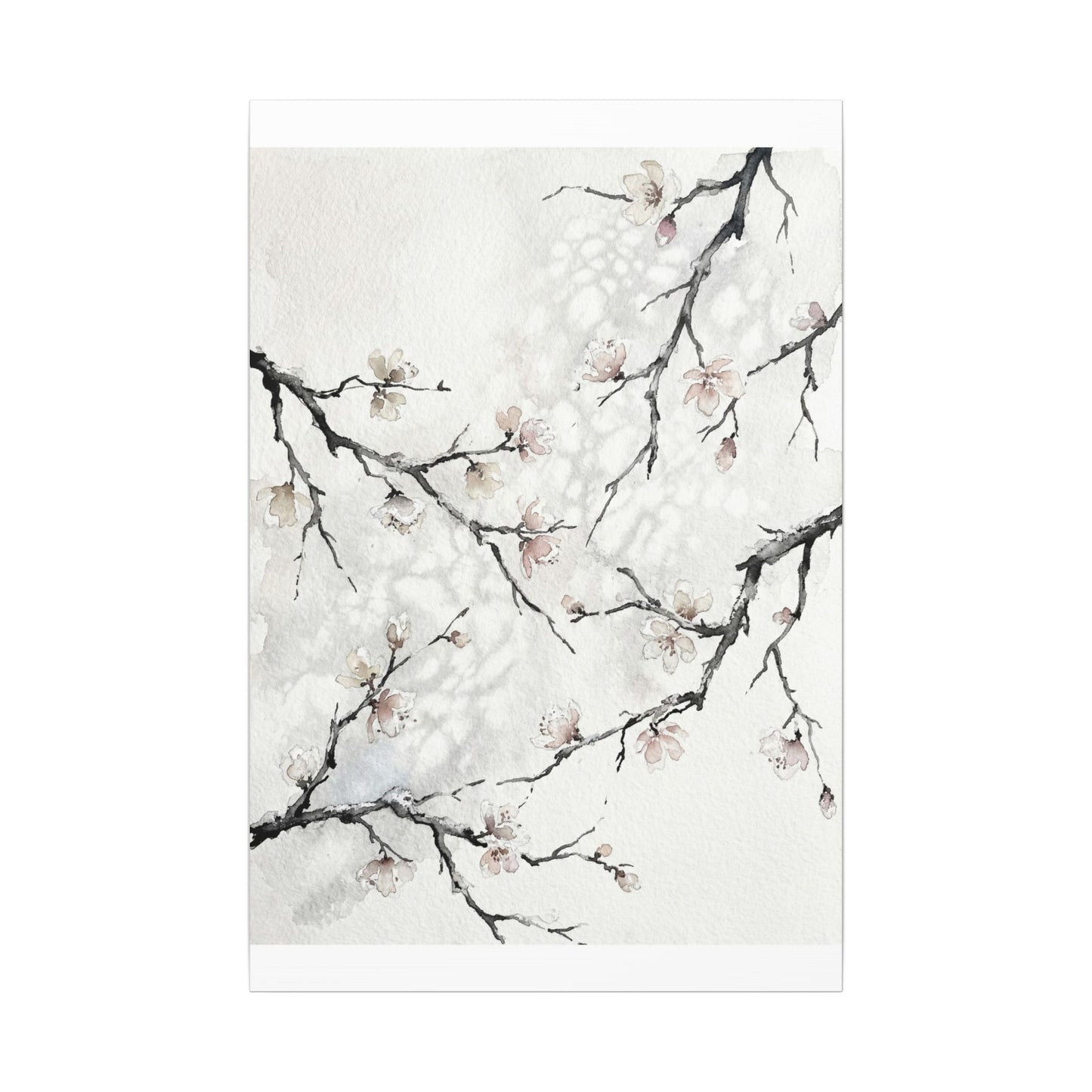 Cherry Blossom Canvas Art | Winter Japandi Watercolor Art