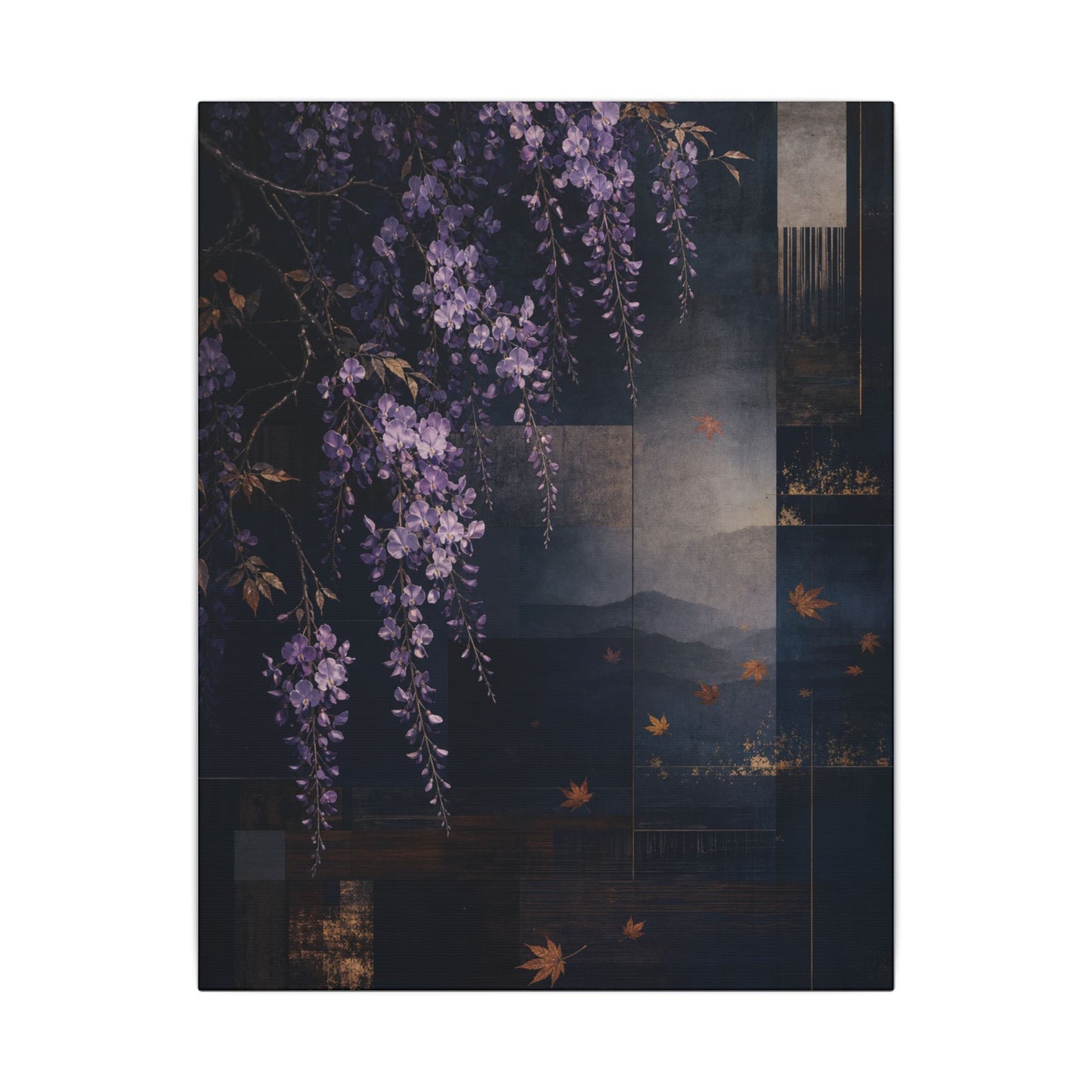 Dawn Wisteria Canvas Art - Dark Japandi Fukinsei