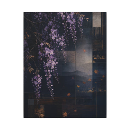 Dawn Wisteria Canvas Art - Dark Japandi Fukinsei