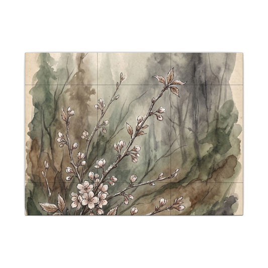 Ma Cherry Blossom Canvas Art - Cottagecore Forest Whimsy Art Print