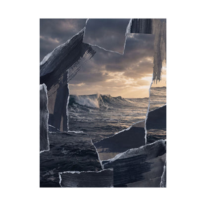Dark Japandi Ocean Wave in Golden Hour | Shadow Zen Wall Art Print