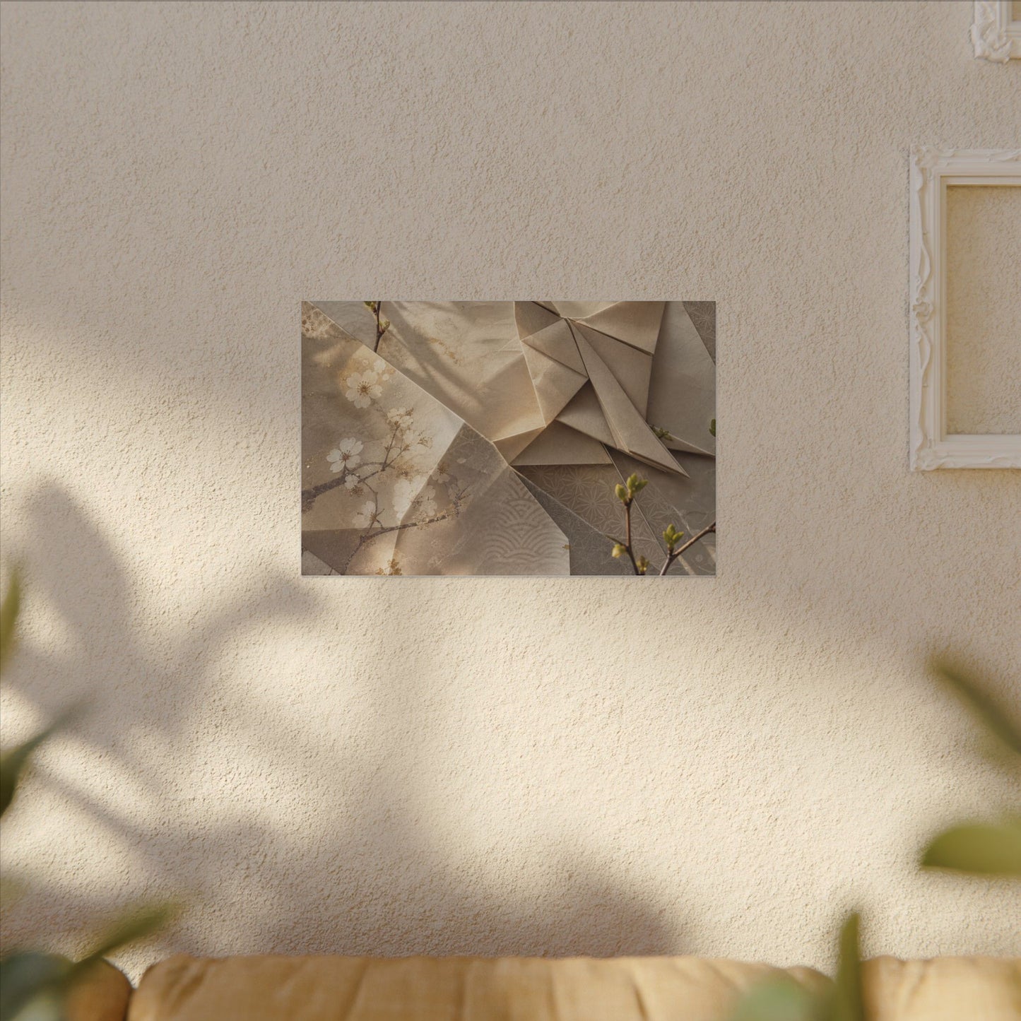 Golden Hour Paper Fold Canvas Art - Japandi Fukinsei